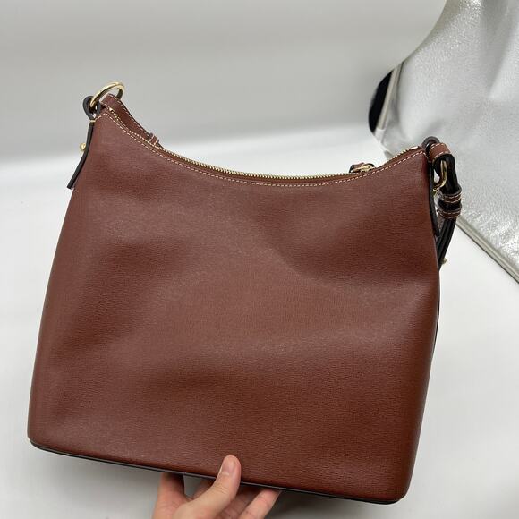 Dooney & Bourke Handbags Saffiano Leather Hobo Bags Amber Brown - Picture 2 of 15